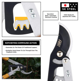 STEELHEAD high-carbon steel blades resist sap and debris