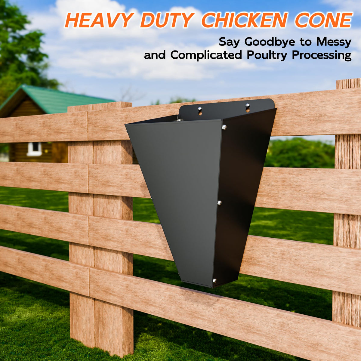 Steipirr chicken restraining cone side view highlighting heavy duty metal construction