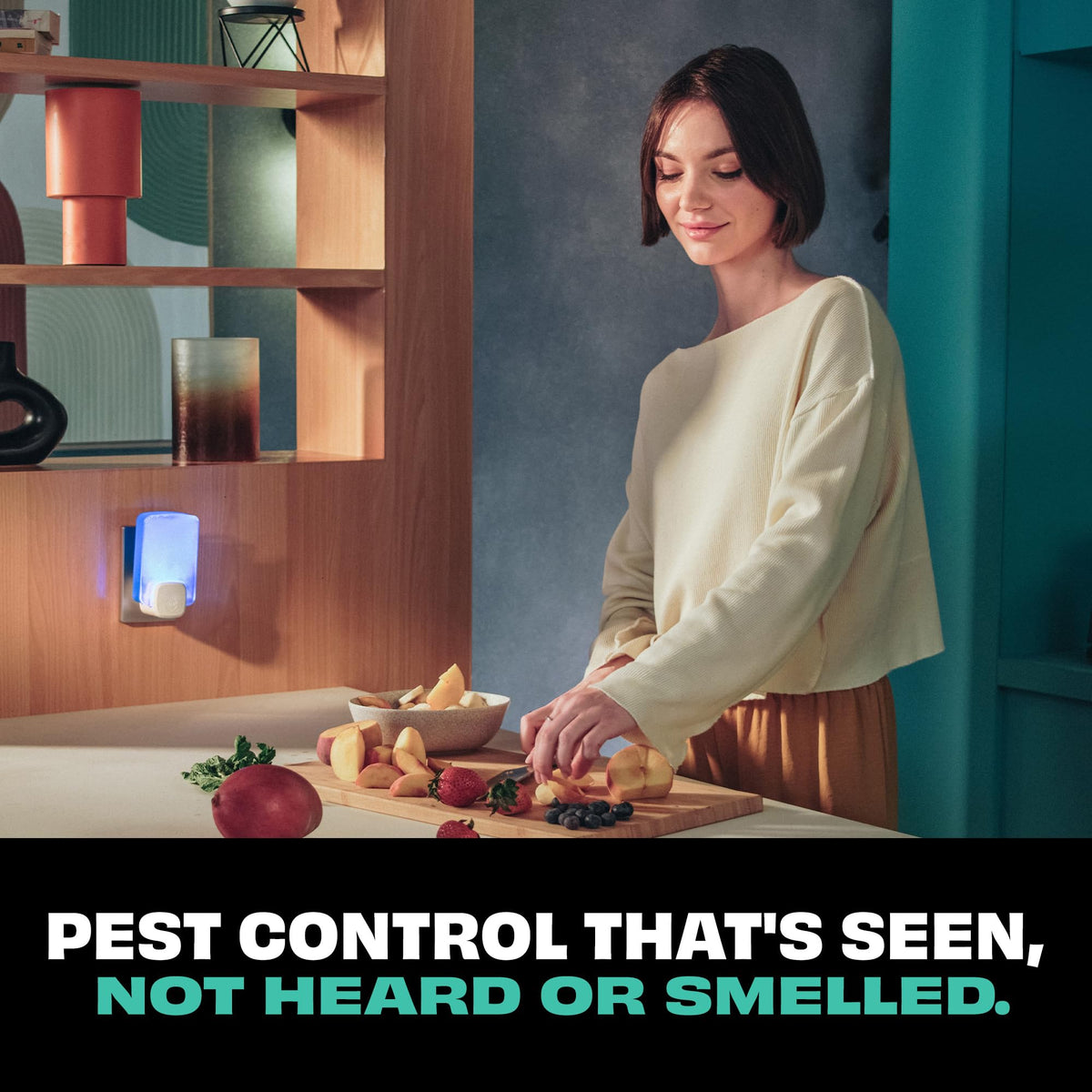 STEM refill shown in bedroom placement for continuous pest control comfort.