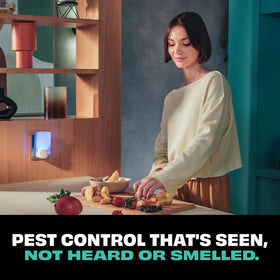 STEM refill shown in bedroom placement for continuous pest control comfort.