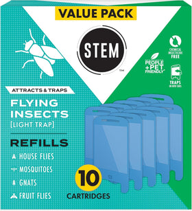 STEM Light Trap refill attracts mosquitoes and gnats with a discreet blue glow for indoor use.