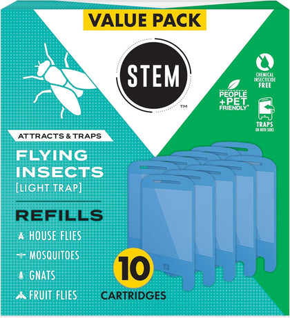 STEM Light Trap refill attracts mosquitoes and gnats with a discreet blue glow for indoor use.