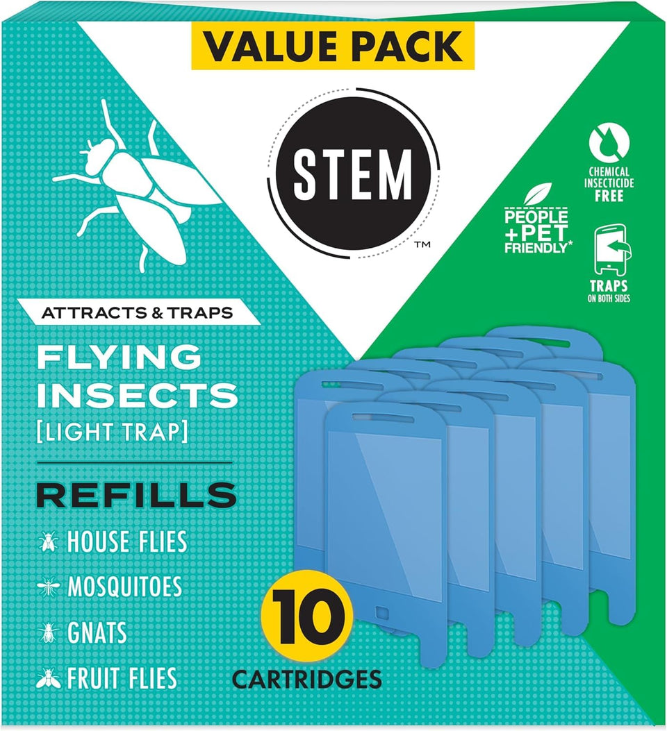 STEM Light Trap refill attracts mosquitoes and gnats with a discreet blue glow for indoor use.