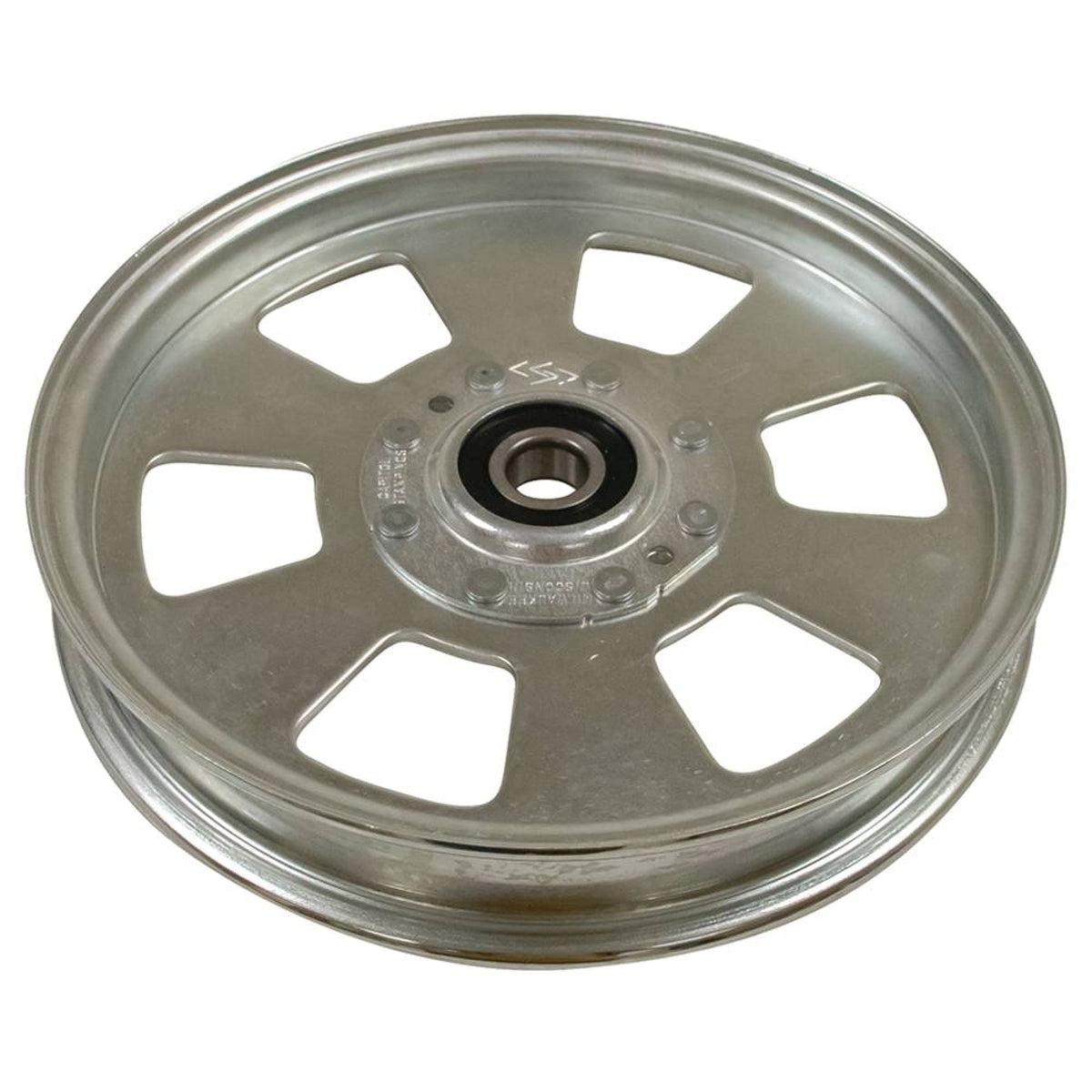 Stens 280-737 flat idler for Exmark Lazer Z, durable black metal belt guide.