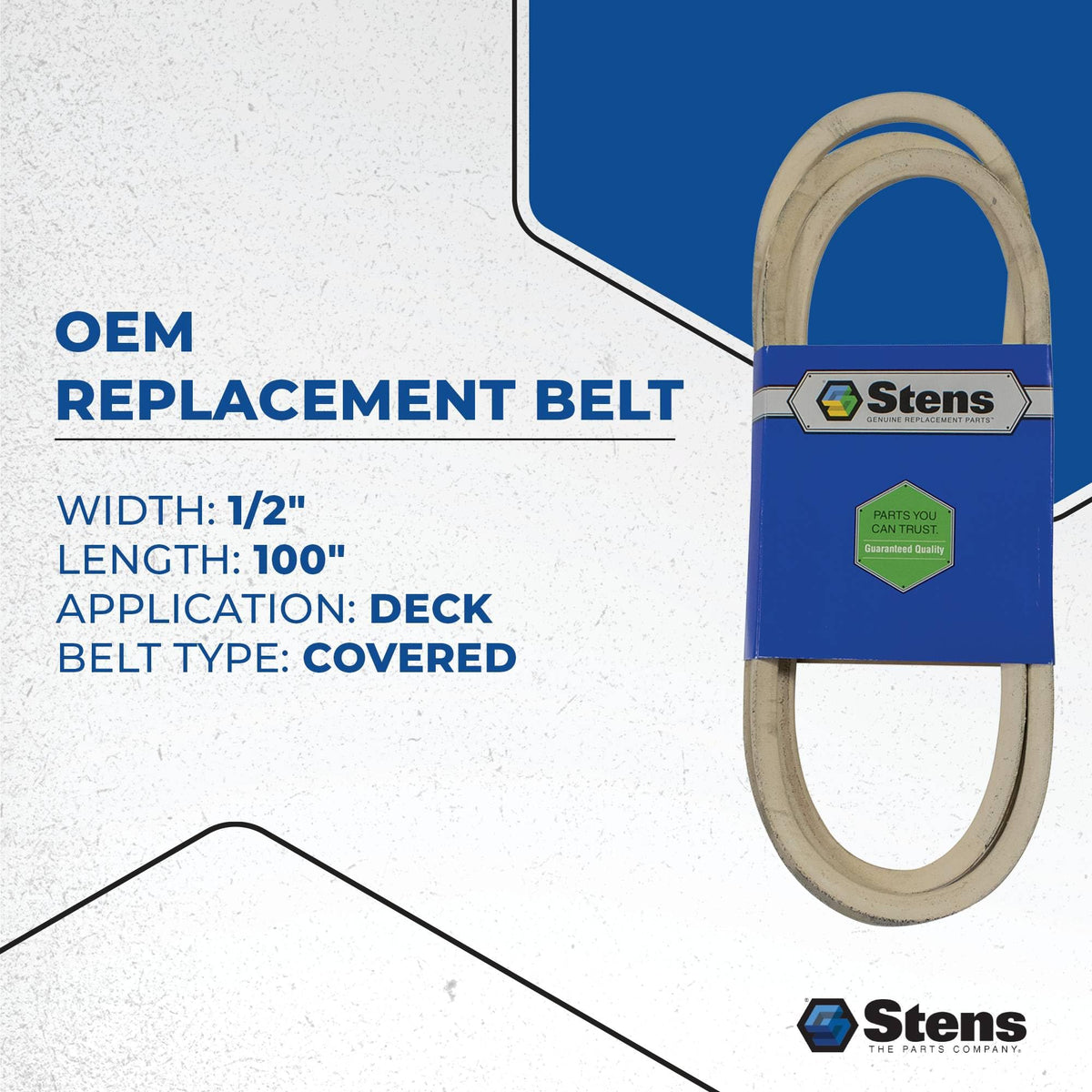 Stens 265-435 belt length 100 inches ensures correct deck drive