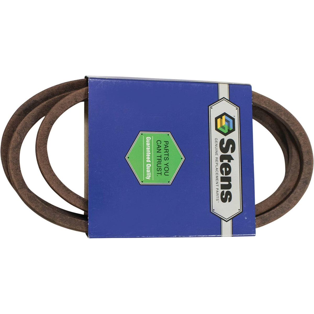 Replacement belt packaging from Stens ready for installation