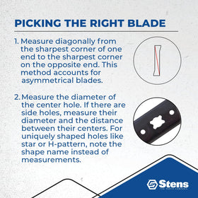 Stens blade balance and safety design for steadier mowing performance.