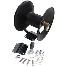 Stens 758-740 hose reel front view highlights durable steel build for long-term use