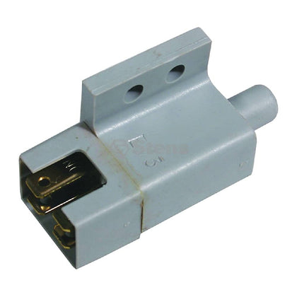 Stens interlock switch close-up showing compatibility with multiple mower brands.