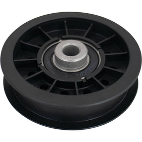 Stens 280-679 idler pulley, front view, durable plastic for mower reliability
