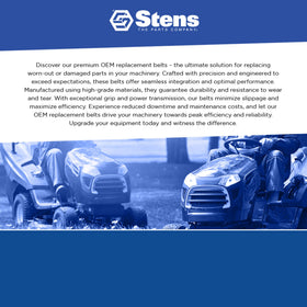 Stens belt for MTD two-stage snowblower fit ensures straightforward replacement.