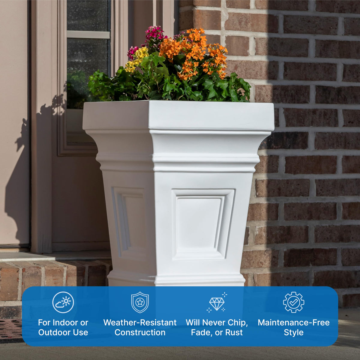 Step2 Atherton square planter durable-resin finish resists chipping, fading, and cracking