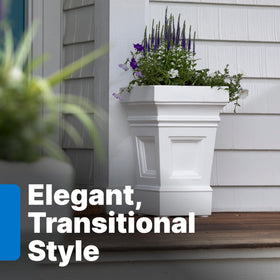 Step2 Atherton square planter outdoor-use scene highlights weatherproof, durable plastic for all seasons