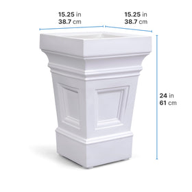 Step2 Atherton square planter porch-setup on patio evokes modern elegance