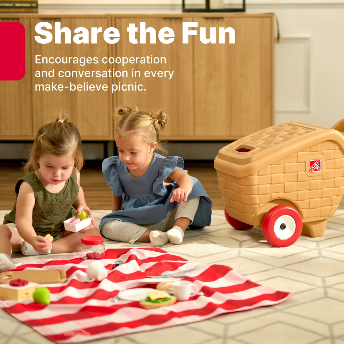 Step2 durable plastic is easy to wipe clean after playtime.