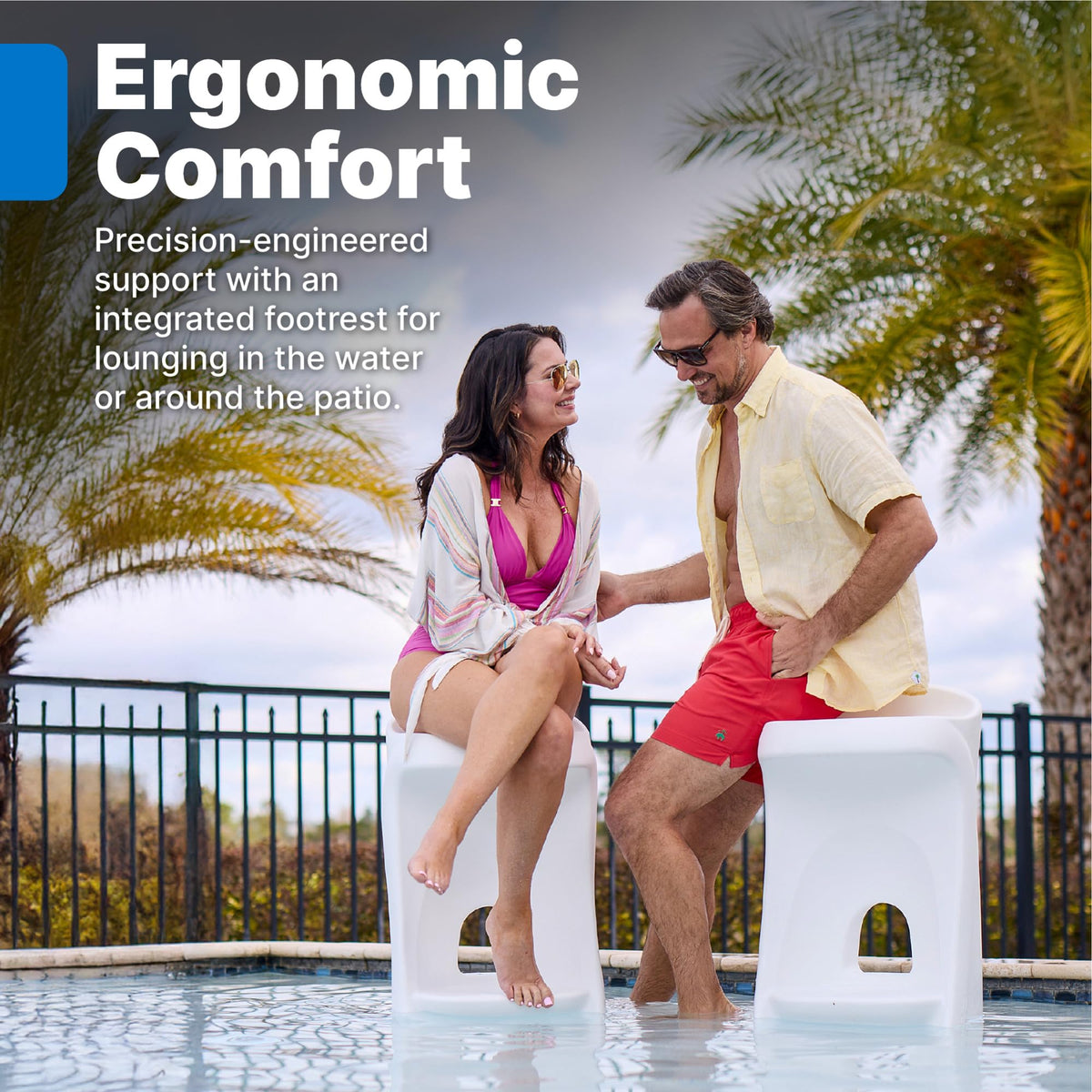 Step2 In-Pool Stool durable double-walled plastic for long-lasting outdoor use.
