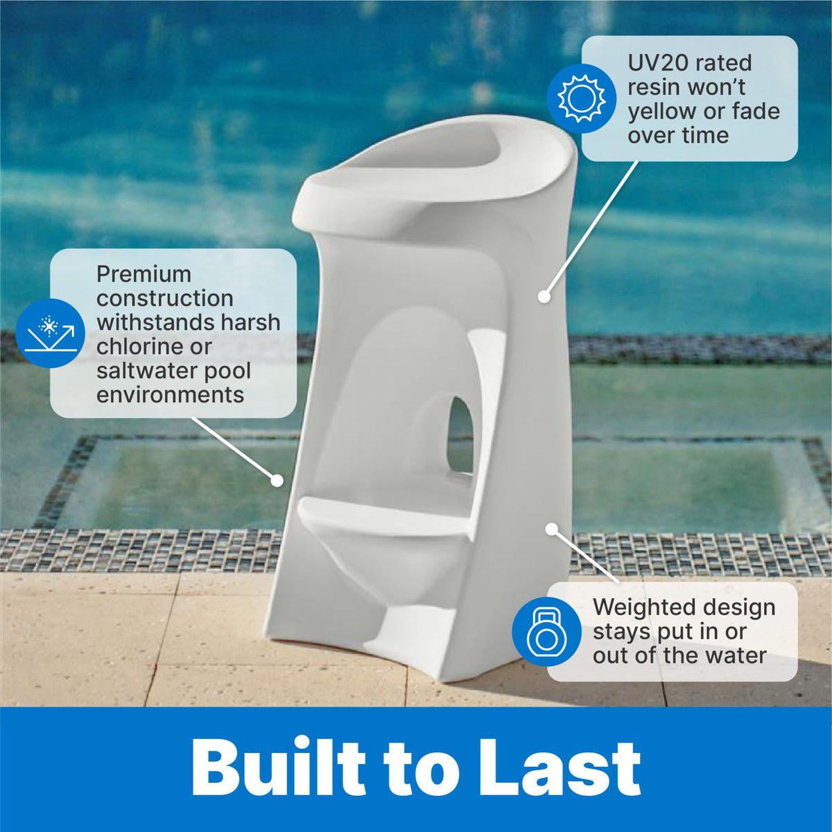 Step2 In-Pool Stool sun and chlorine resistant for poolside durability.