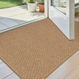 StepAura door mat 24x36 beige at entry, moisture and dirt absorption.