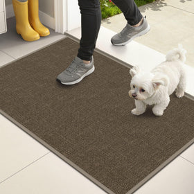 StepAura indoor door mat 17x29 brown, front view shows color and helps trap dirt at entry.