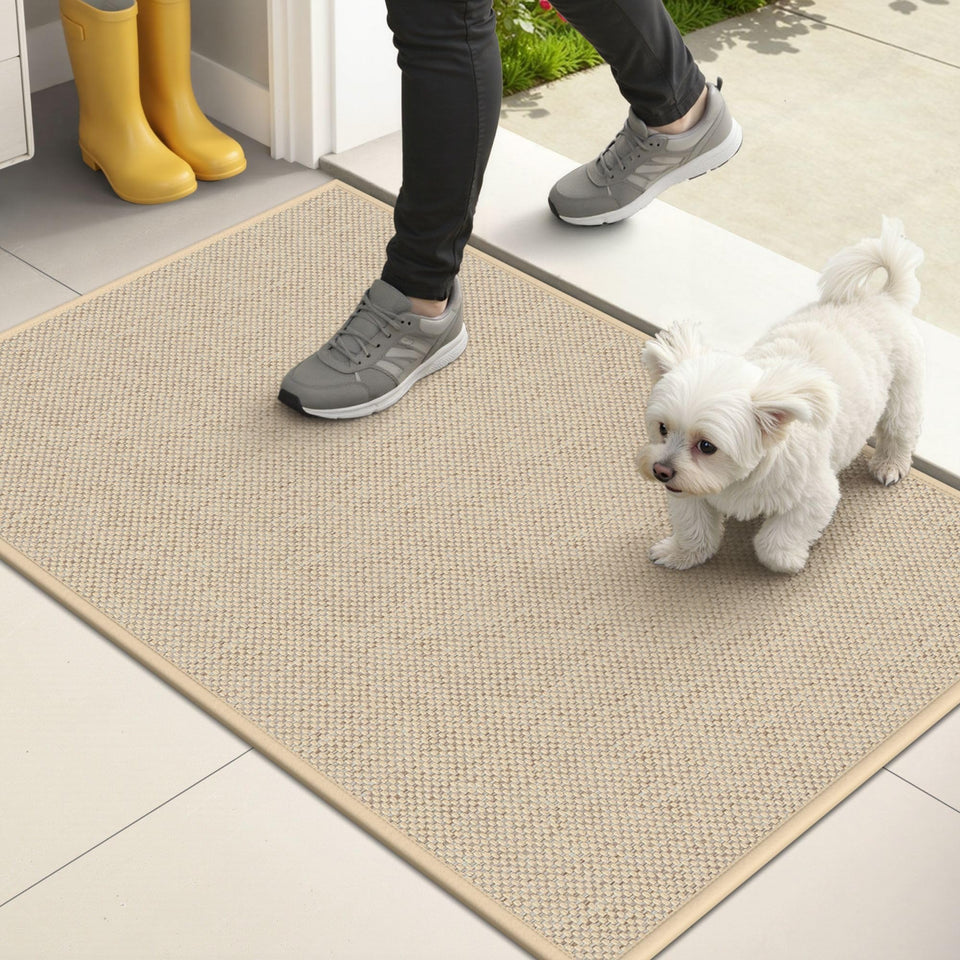 StepAura indoor door mat 24x36 front view shows beige color and non-slip surface