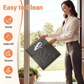 Natural rubber border helps keep water on the mat, reducing slips.