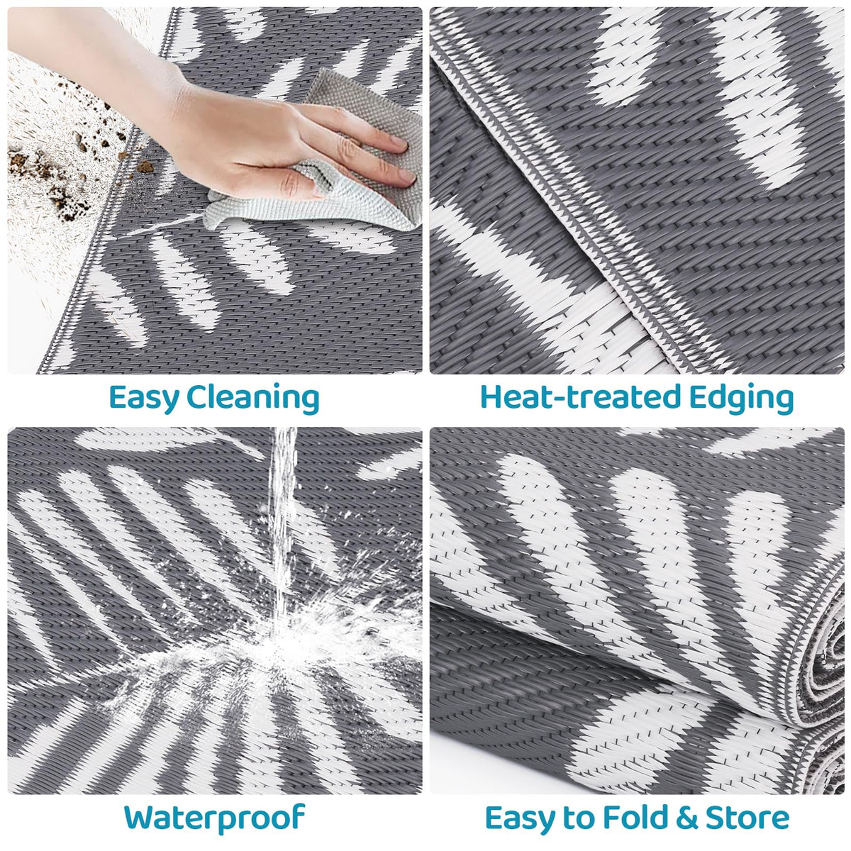StepRite outdoor rug laid out on patio showcases large coverage