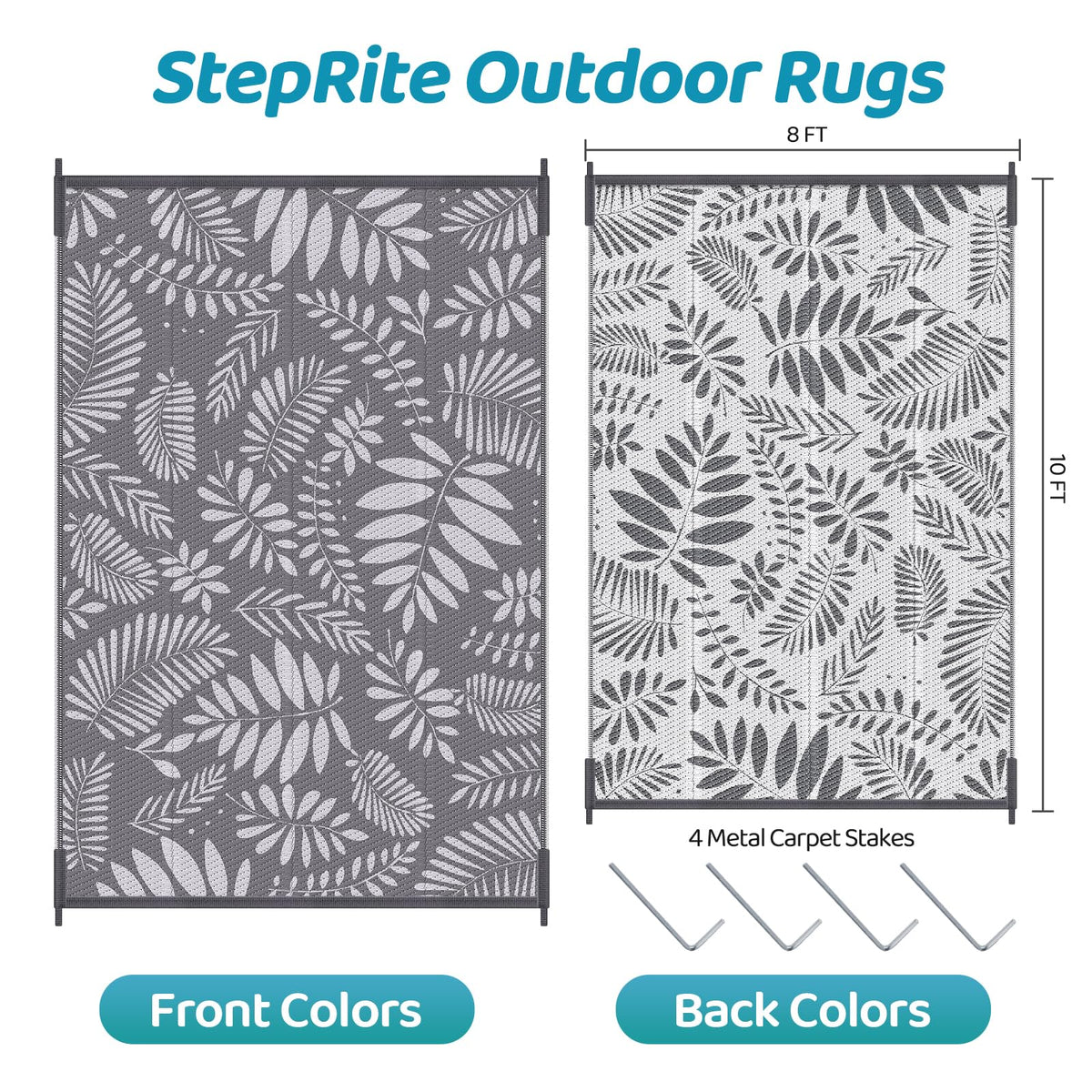 StepRite patio setup with white and gray rug for stylish outdoor living.