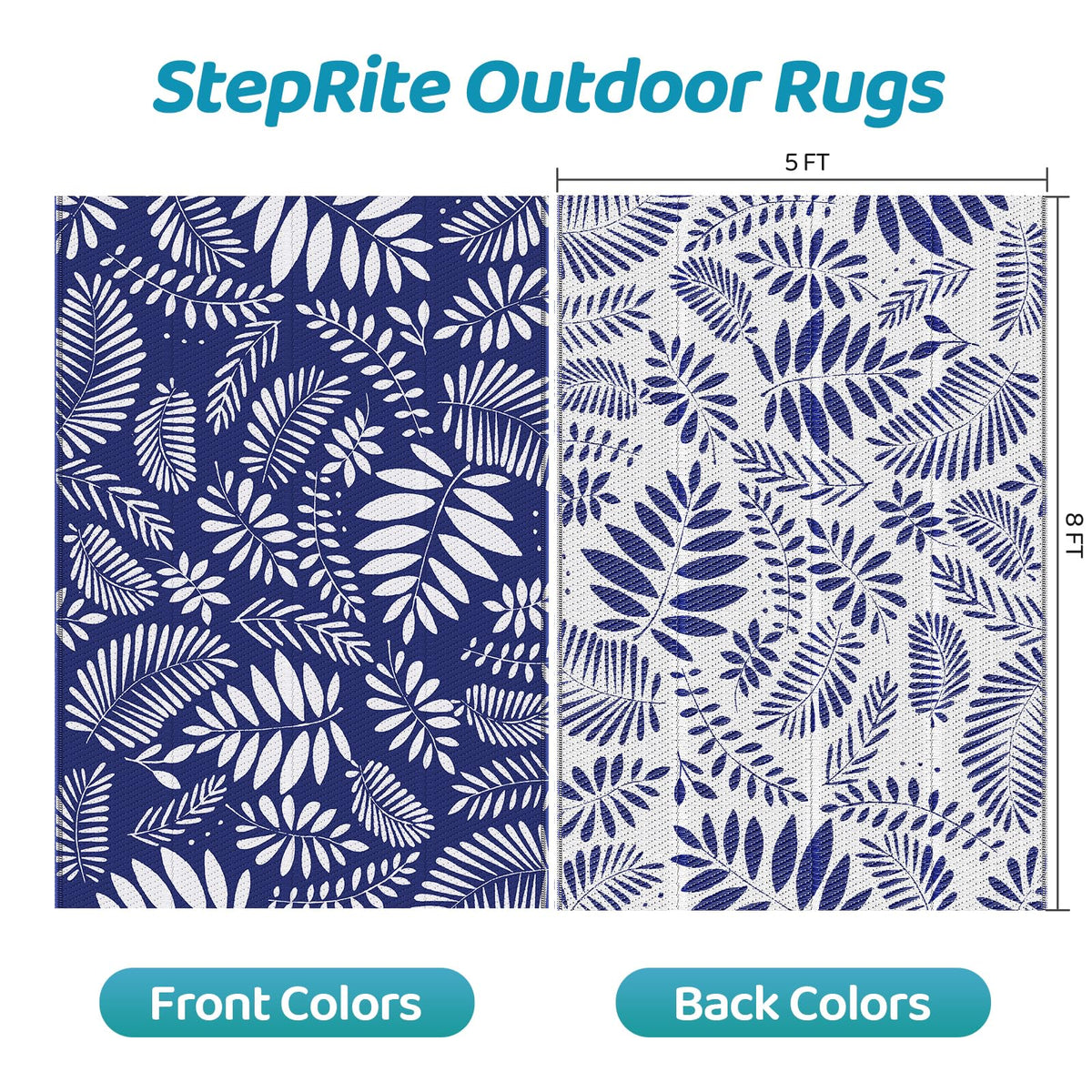 StepRite patio rug waterproof, provides versatile outdoor coverage that resists spills.