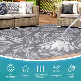 StepRite waterproof rug close-up shows sturdy plastic straw material for all-weather use.