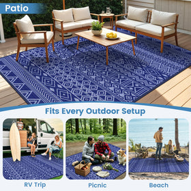 StepTastic beach picnic backyard rug in blue-white, suited for outdoor gatherings