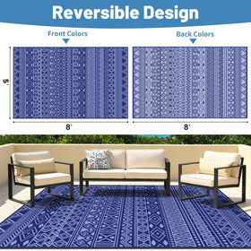 StepTastic 5x8 rug folded for travel, showcasing lightweight, portable design