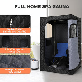 Steupoek foldable-sauna-chair adds comfort during sessions.