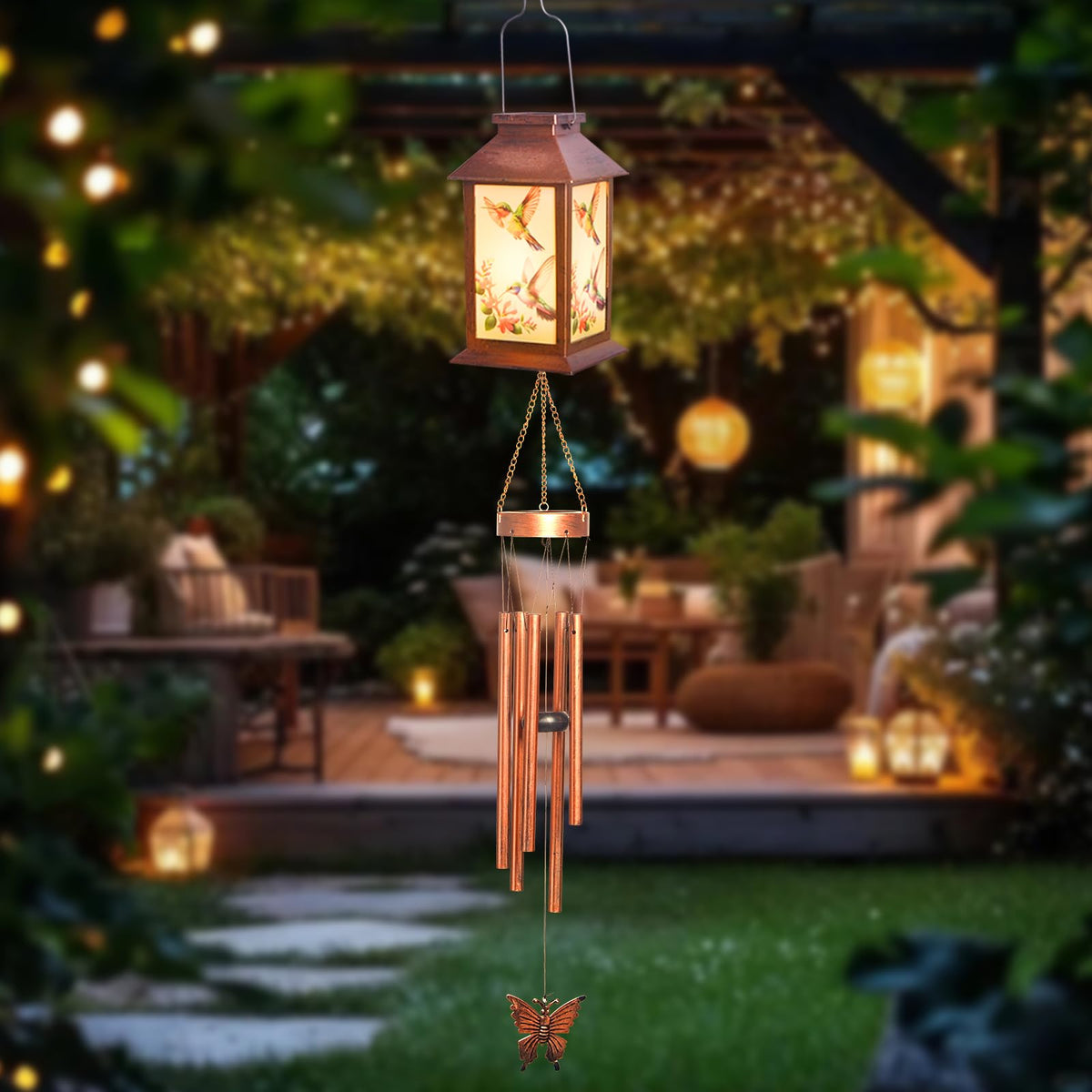 STF ShangTianFeng hummingbird lantern with geometric cutouts projects soft light patterns.