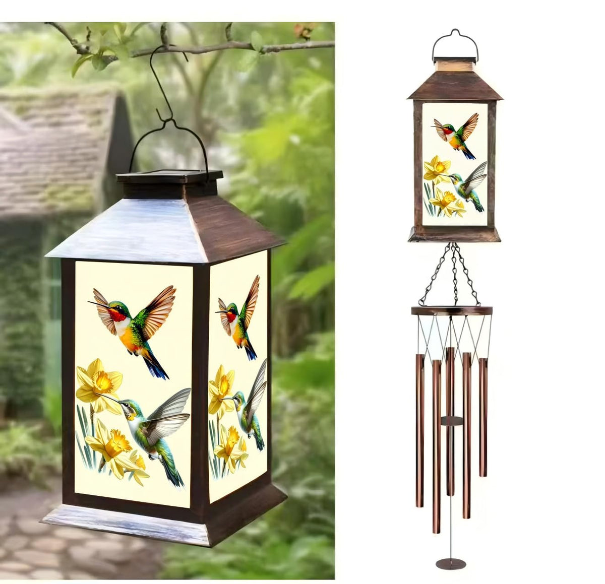 STF ShangTianFeng solar-powered lantern charges by day for dusk-to-dawn glow.