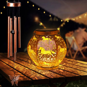 STF ShangTianFeng solar-powered wind chime glowing at night