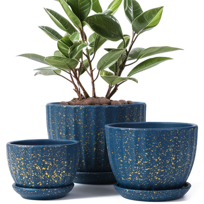 STHIE ceramic pot 3.3-inch blue with drainage for small succulents.