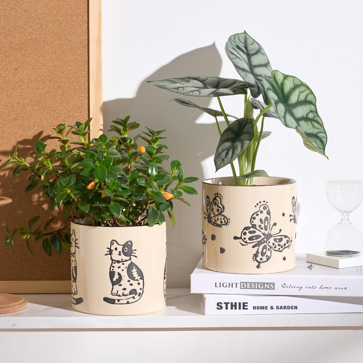 STHIE crackle glaze cat pot adds unique decor touch.