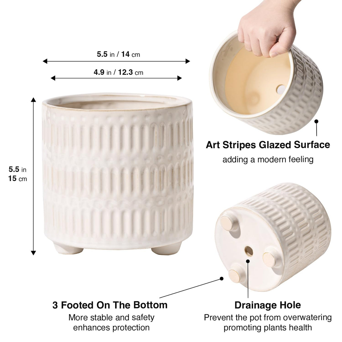 STHIE indoor plant pot with drainage hole keeps roots healthy on windowsills.