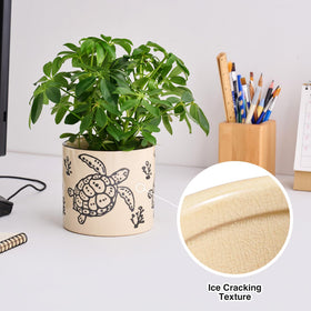 STHIE sea turtle pot drainage hole with mesh screen helps manage water for indoor plants.