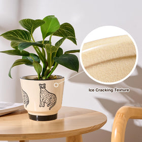 STHIE decorative panther pot showcases flowers on desks and shelves