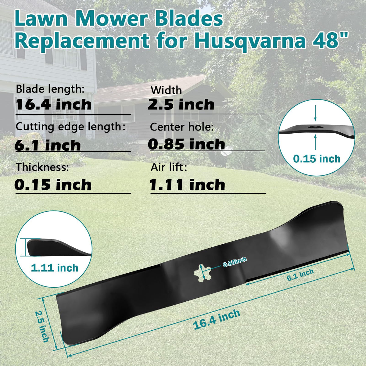 Sthovd blade close-up reveals a sharp cutting edge for clean grass.