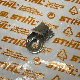 Stihl chain catcher close-up on MS271 during maintenance for safer operation