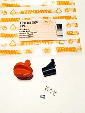Stihl choke knob compatibility diagram showing model fit and replacement benefits