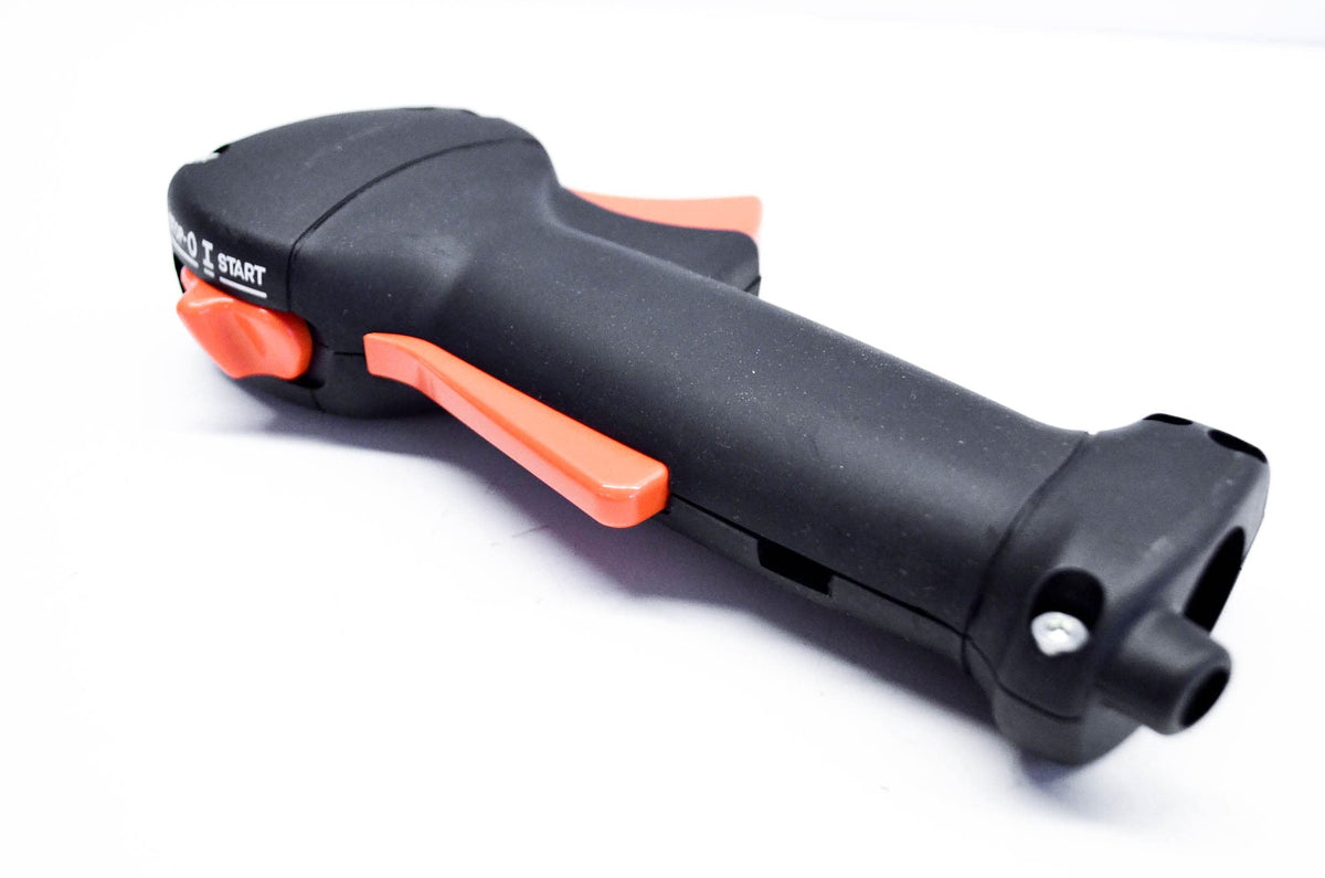 Stihl control handle for FS90/FS90R, side view highlighting durable construction