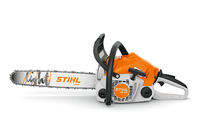 Stihl MS 162 chainsaw close-up on the 30 cm bar for precise cuts.