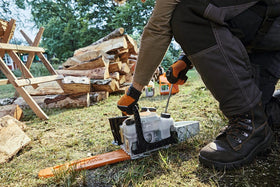 Stihl MS 162 chainsaw packaging and box contents.