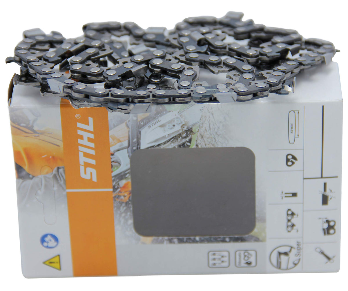 Stihl Picco Super chain on a 14-inch bar during bar installation.