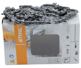 Stihl Picco Super chain on a 14-inch bar during bar installation.