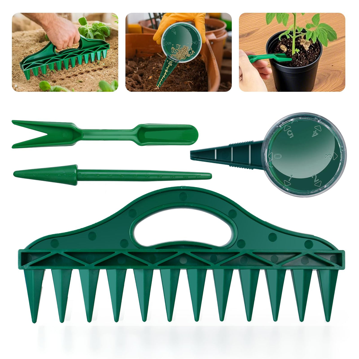 STILTOOL seed-spreader-4pcs-set enabling precise seed spacing for uniform germination.