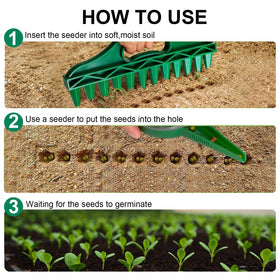 STILTOOL vegetable seed spreader ideal for peas, lettuce, and carrots.